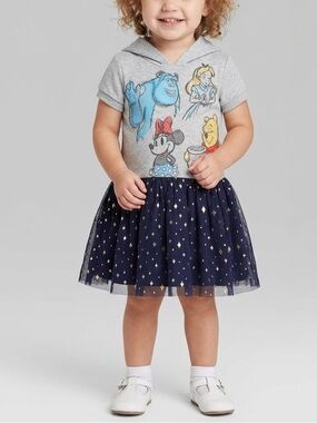 Disney 100 Girls Sweatshirt Classic Characters Tulle Dress, sz 6/6x